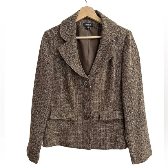 Y2K Metrostyle Tweed Suit w/ Wide Leg Cropped Pants - Picture 3 of 4